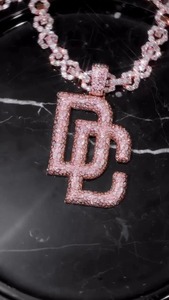 Collar con Colgante de Letra del Alfabeto en Plata de Ley con Diamante Sintético Cultivado en Laboratorio de Corte Brillante Redondo y Moissanita para Unisex, Marca RB Gems - Product Image 2