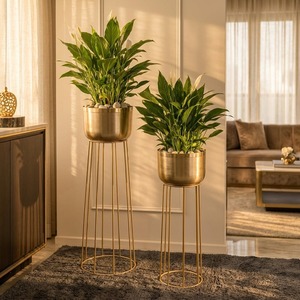 Support de plante moderne pour la maison, motif nid d'abeille et pieds trépieds, vase décoratif d'intérieur pour l'inauguration de la maison - Product Image 2