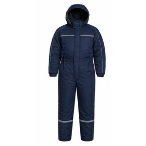 <b>Boys</b> Navy Blue Hooded Snowsuit Full Length Waterproof Winter Wear Casual Style Solid Color Zipper Closure - Product Image 2