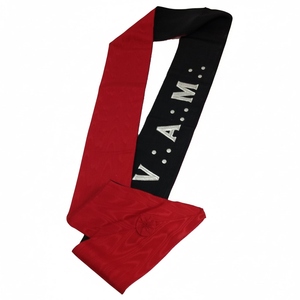 French Chapter V.A.M. 1st Order sash in white and red with symbolic embroidery representing the Elected Secret degree - Product Image 6