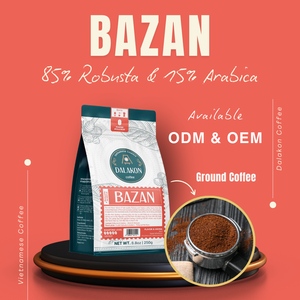 กาแฟบดเวียดนาม OEM ODM รสเฟรนช์โรสต์ โรบัสต้า พรีเมียม คาเฟอีนสูง รสขม 250 กรัม/ถุง บรรจุภัณฑ์แบบถุงใหญ่ กาแฟผง DALAKON ป้องกันความชื้น - Product Image 1