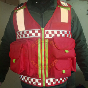 Hi Vis Reflective <b>Safety</b> Vest Guard Use Workplace Security Uniform Multi Pocket 100% Polyester Mesh Customized guard uniform - Product Image 5