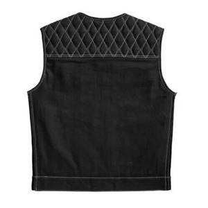 Gilet de motard en jean intégral pour homme, matelassage losanges, doublure cachemire, dissimulé pour porte-armes - Product Image 3