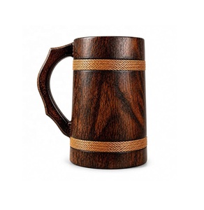 Taza de Cerveza de Acero Inoxidable Estilo Vintage Hecha a Mano con Asa de Madera, Logotipo Personalizado, Apta para Lavavajillas y Microondas, Hasan Craft - Product Image 2