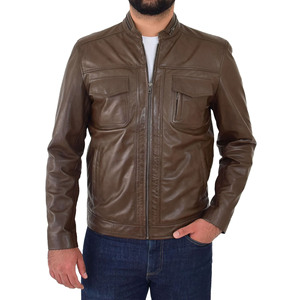 Chaqueta de Cuero de Oveja Marrón de Alta Calidad, Corte Ajustado, Transpirable, Ecológica, Resistente al Viento, Gruesa, para Hombre, Invierno 2026, Venta al Por Mayor - Product Image 5