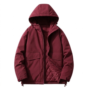 Men's Winter Puffer <b>Jacket</b> Custom Logo Hooded Zipper Loose Fit Warm Woven Bubble Coat Casual Outdoor Utility Quilted <b>Jacket</b> - Product Image 4