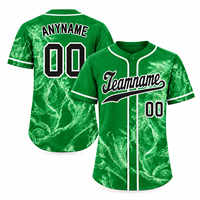 Jersey Baseball Poliester Sublimasi Kustom Pakaian Tim Biru Royal Kaos Olahraga Pendek Kancing Jahitan Nama Nomor Dicetak
