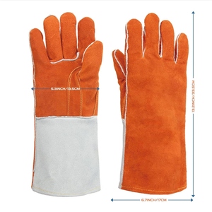 Gants de soudage en cuir de vachette pleine fleur, résistants à l'abrasion, à la chaleur et aux flammes, durables, pour la construction et le barbecue - Product Image 4
