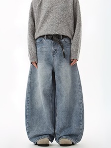 Men's Streetwear Straight Leg Baggy Denim <b>Trousers</b> | Oversized <b>Light</b> Wash Blue Jeans | Comfortable Everyday Casual Pants - Product Image 1