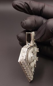 จี้เพชรโมอิสซาไนต์ทรงบาแกตต์และทรงกลมแบบฝังเพชรเต็มวง รูปซูเปอร์แมน สร้อยคอเงินแท้ 925 สไตล์ฮิปฮอป จากผู้ผลิตเครื่องประดับ - Product Image 2