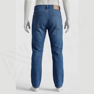 Jean en denim coupe droite délavé pour homme, coupe régulière, en coton, style décontracté, pantalon d'automne - Product Image 2