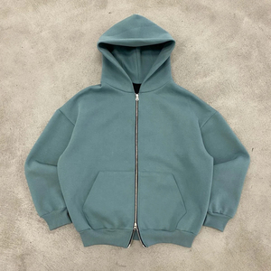2026 Sweat à capuche zippé streetwear de haute qualité pour homme, personnalisé, oversize, en molleton vierge, style vintage, délavé à l'acide et effet soleil délavé, grammage lourd - Product Image 3