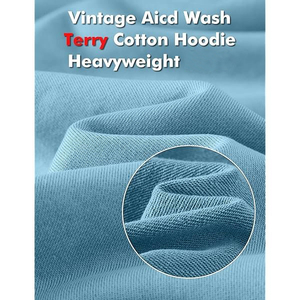 Sudadera con capucha para hombre de 400 g/m² con corte y costura personalizados, parche bordado desgastado, estilo vintage, lavado ácido. - Product Image 6