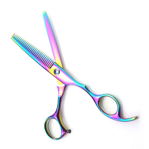 2026 Customized New Rainbow Color Cutting & Thinning Hair Scissors <b>Set</b> <b>Barber</b> Shears Hairdressing Scissors - Product Image 5