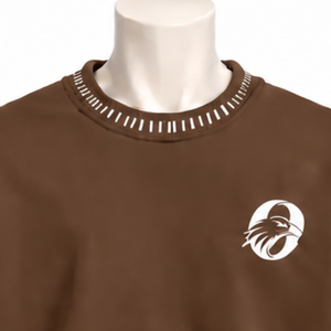 Mens <b>Brown</b> Stitched Border Distressed Crewneck Sweatshirt Loose Fit <b>Long</b> <b>Sleeve</b> Pullover Casual Streetwear Everyday Fashion <b>Top</b> - Product Image 3