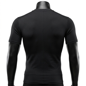 Camiseta de Compresión de Manga Corta para Hombre, Negra, Texturizada, Deportiva, para Gimnasio, Fitness, Running, Entrenamiento, Ropa Deportiva, Capa Base de Alto Rendimiento - Product Image 4