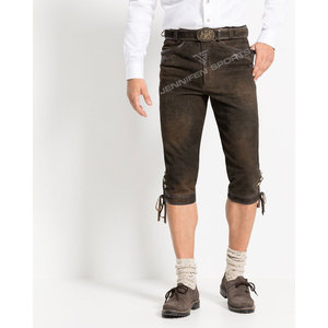Pantalones Cortos de Cuero de Ante Vacuno Genuino para Hombre, Estilo Alemán, hasta la Rodilla, Lederhosen, Trachten Bávaro, con Bordado Personalizado - Product Image 4
