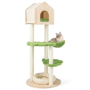 Albero per Gatti da Interno Alto 55 Pollici con Tiragraffi in Sisal e Cuccia Morbida per Gattini - Tiragraffi e Alberi per Gatti - Product Image 4