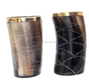 Luxurious Polished Natural Buffalo <b>Black</b> Horn Viking <b>Drinking</b> Horn <b>Glasses</b> Short <b>Glass</b> Animal Style - Product Image 2