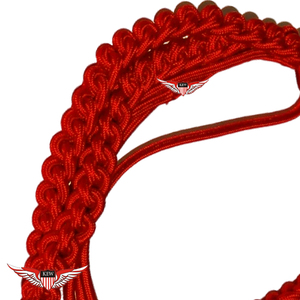 Cordons d'épaule tressés rouges pour défilés, Aiguillettes torsadées avec embout métallique - Product Image 2