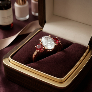 แหวนเงินแท้ 925 ประดับเพชรโมอิสซาไนต์และทับทิมทรงบริลเลียนต์ 3 เม็ด น้ำหนัก 1.5 กะรัต ขายดี เหมาะสำหรับเป็นแหวนหมั้นหรือแหวนครบรอบ - Product Image 2