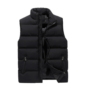 New <b>Black</b> Canvas Casual <b>Men's</b> Puffer <b>Vest</b> Comfortable Breathable Windproof Winter Custom OEM Service Polyester - Product Image 3