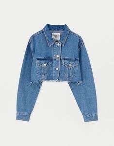Light Wash Women <b>Denim</b> <b>Jacket</b> <b>Cropped</b> <b>Denim</b> Coat Button Front Pockets Long Sleeve for Spring Autumn - Product Image 3