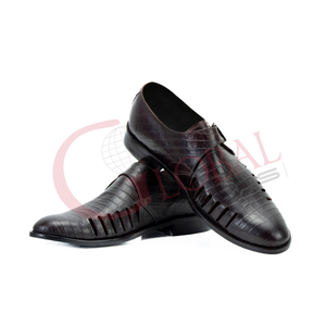 Chaussures habillées de luxe pour hommes à boucle simple en cuir texturé crocodile, pour affaires, mariage, à enfiler, style mode - Product Image 6