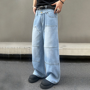 2025 New Arrived Straight Leg Loose Fit Denim <b>Jeans</b> for Men High Street Style Dirty Stone Washed Baggy <b>Jeans</b> For Men - Product Image 4