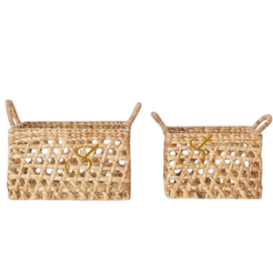 Storage <b>Basket</b> <b>Rectangular</b> Shelf <b>Basket</b> TANGAN Woven by Hand from Water Hyacinth (2 sizes) - Product Image 4