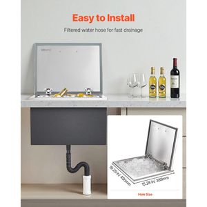 Contenitore refrigerante commerciale in acciaio inox da incasso 20L x 16W x 13H (44,7 Quart) con coperchio a ribalta per esterni - Product Image 5