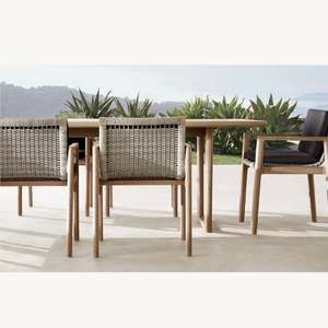 Silla individual de madera de teca con detalles de ratán, ideal para una terraza cómoda y agradable para uso en exteriores, resistente a la putrefacción. - Product Image 6