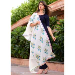 Magnifique ensemble de costume Mughal Butta Dupatta bleu, taille XS - Product Image 1