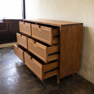 Rattan Teak Sideboard <b>Cabinet</b> Contract Hotel <b>Bedroom</b> <b>Storage</b> Credenza Commercial Wooden Furniture Project Indonesia Supplier - Product Image 3