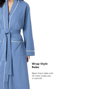 Ensemble de peignoirs en coton doux et respirant pour hôtel, peignoirs de couple de luxe, vêtements d'intérieur à manches longues, robe de chambre pour femme, service OEM - Product Image 4