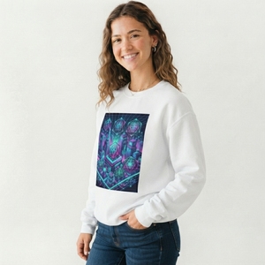 Sweat-shirt pour femmes à imprimé graphique, vêtement confortable en coton molletonné avec des motifs artistiques, finition d'impression durable - Product Image 6