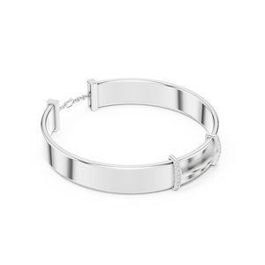 Bracelet jonc plat moderne pour homme avec diamants – Diamants de laboratoire VVS DEF CVD pavés en or massif et argent 925 – Bijoux fins - Product Image 3