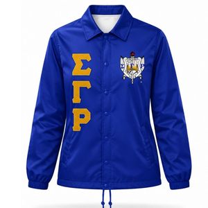 Chaqueta Gold Line de Sigma Gamma Rho con Diseño de Letras Griegas, Escudo Personalizado de la Hermandad SGRho, Cierre Completo, Ropa Casual Universitaria Personalizada - Product Image 1