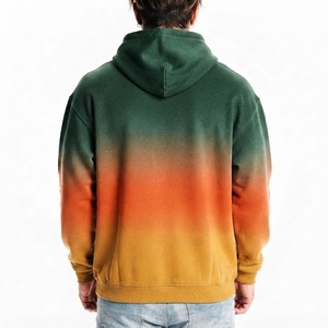 Sweat-shirt à capuche décontracté pour homme, vert, orange et jaune dégradé, en molleton, avec cordon de serrage, poche kangourou, manches longues, coupe ample - Product Image 2