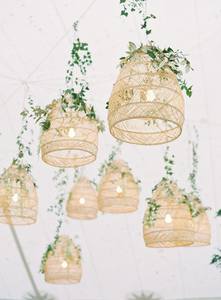 Premium Woven Rattan <b>Decorative</b> Hanging Lantern Handmade <b>Wedding</b> <b>Ceiling</b> Floral Basket for Luxury Reception Event Styling - Product Image 2