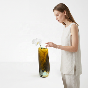 The Handmade Collection Luxury Handmade Eco-Friendly Resin Art Deco Swirl <b>Vase</b> Marble <b>Texture</b> for Elegant Tabletop Home Decor - Product Image 1