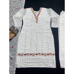 Ensemble de vêtements de soirée pour femmes, style chic, haut, pantalon, dupatta - Product Image 4