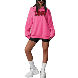Sudadera Personalizada Extra Grande para Mujer con Cierre de Cremallera, Color Azul Marino, Logotipo Estampado en la Parte Delantera, Manga Larga, Cuello Camisero, para Otoño - Product Image 5