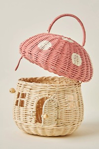 Panier en osier blanc en forme de champignon à pois dorés, fait main, pour rangement, vente en gros, écologique, fabriqué au Vietnam, prêt à être expédié - Product Image 2