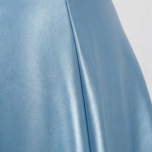 Jupe courte trapèze plissée en satin couleur unie brillante pour femme, taille normale, toutes saisons - Product Image 6