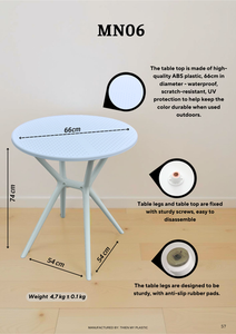 Brown Color Round Molded <b>Plastic</b> <b>Table</b> with X style <b>Table</b> Base - A Modern and Compact Outdoor Chair, suitable for Garden Evening - Product Image 2