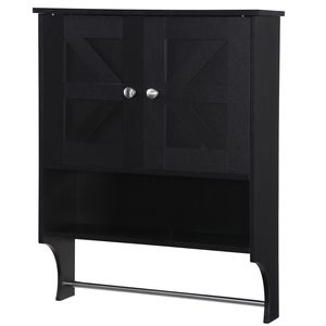 Armoire de rangement de style farmhouse pour l'espace au-dessus des toilettes, 2 portes, étagères réglables, 21,65 x 7,1 x 27,6 pouces, pour salle de bain - Product Image 1