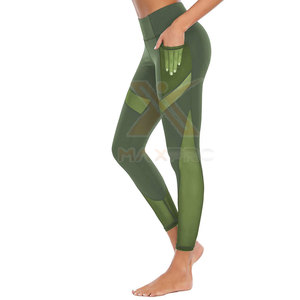 Pantalon de yoga taille mi-haute uni pour femme, respirant, écologique, en Spandex/Polyester, marque privée - Product Image 3