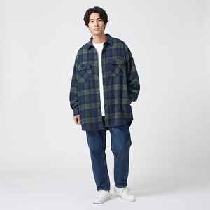 Men Flannel <b>Button</b> <b>Up</b> <b>Shirt</b> Casual Baggy Drop Shoulder Chest Pocket 100% Cotton Drop Shoulder Night Wear Plaid <b>Shirt</b> Men's - Product Image 1