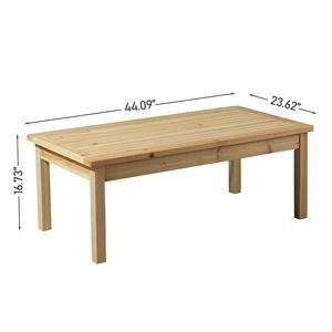 Solid Cedar <b>Wood</b> 44\" Outdoor <b>Coffee</b> <b>Table</b> for Patio Farmhouse Side Accent Slatted Tabletop <b>Garden</b> Picnics - Product Image 3